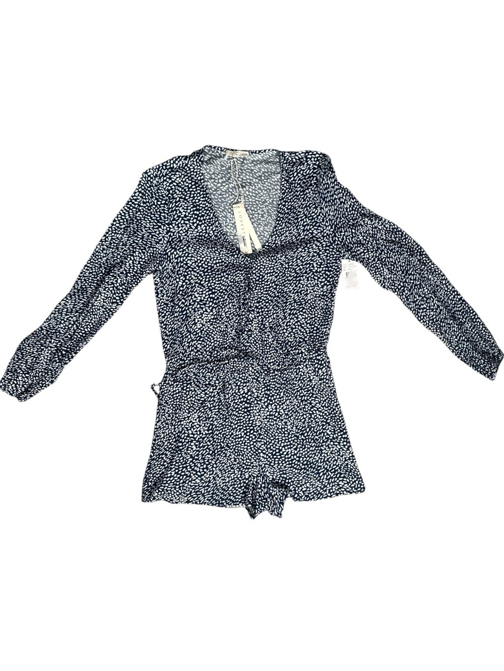 Lovestitch Long Sleeve Romper Navy Blue & White Size Medium